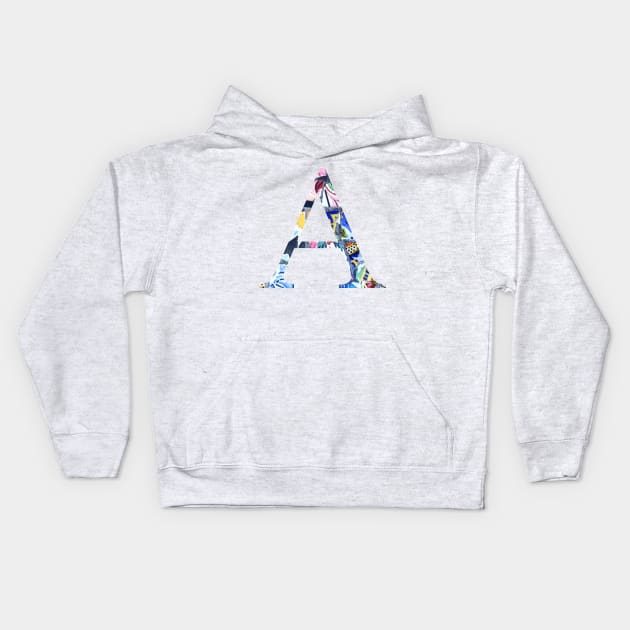 Barcelona Gaudi Mosaic Letter A Alpha Sorority Letter Kids Hoodie by aterkaderk